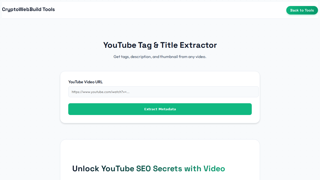 YouTube Metadata Viewer - Extract Tags & SEO Info (Free)